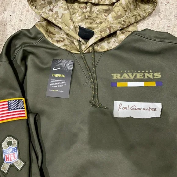 Nwt 100% Nike 2017 Baltimore Ravens Salute To Service Hoodie Sweatshirt NFL 17 - Picture 2 of 4